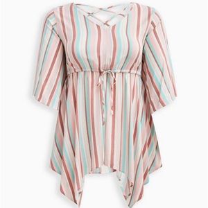 Torrid Babydoll Stretch Challis Dolman Sleeve Tunic Top Size 00